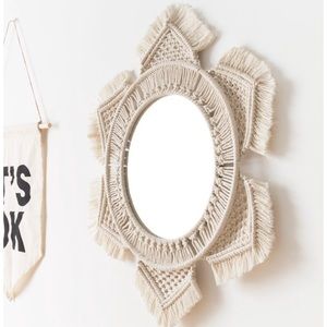 Bohemian Macrame Woven Sunburst Circle Mirror